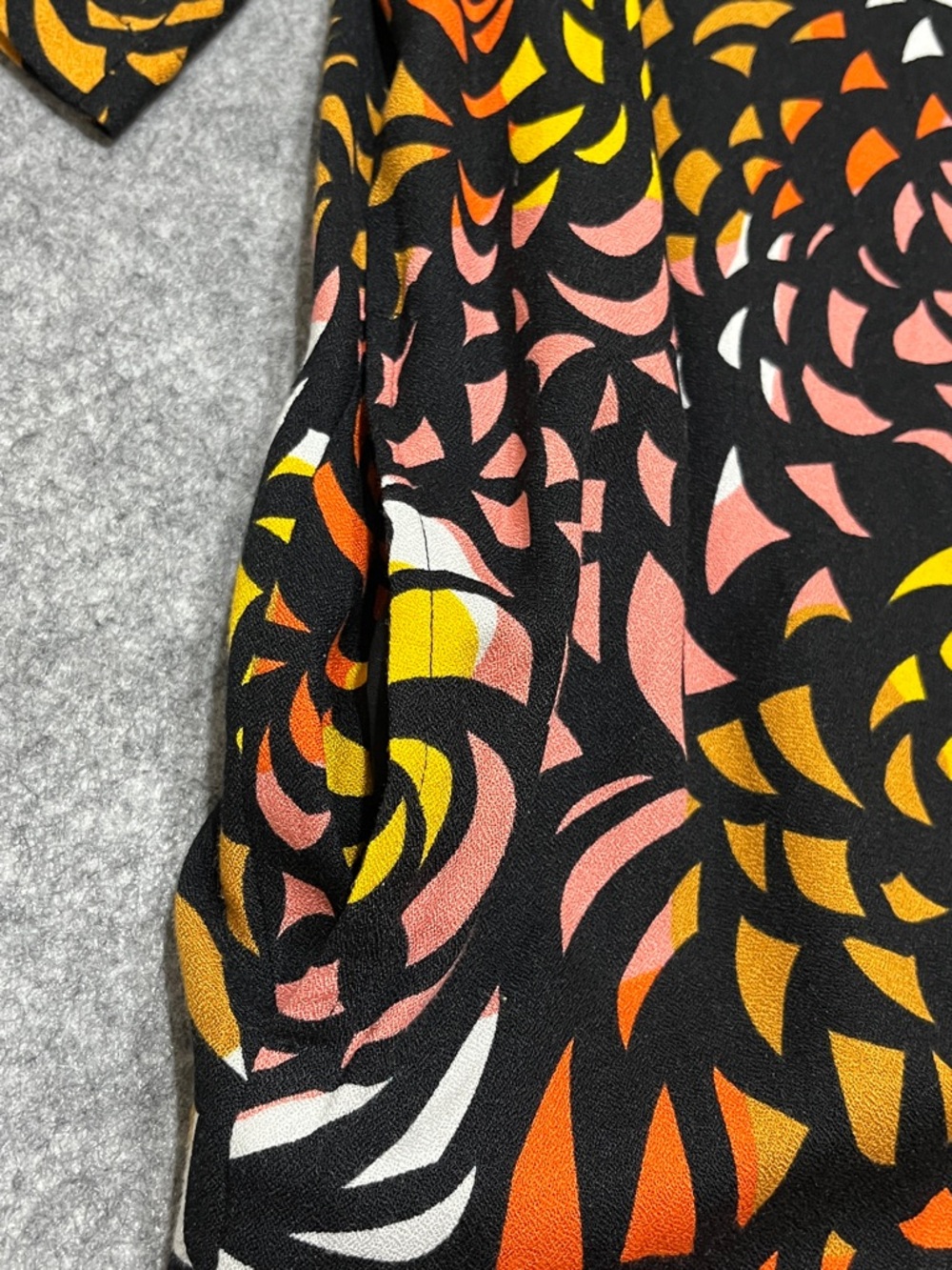 Marimekko Black Dress with Orange and Pink Abstract Print - Picture 8 of 12